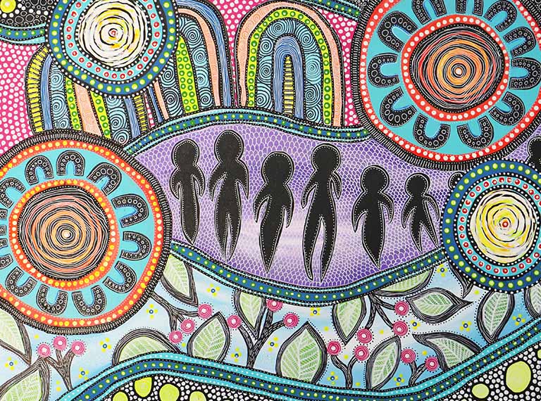 Elements of the Indigenous artwork created by Maree Bisby.