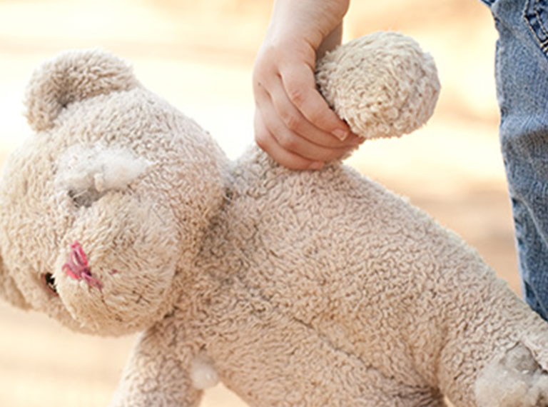 Young child holding a teddy bear
