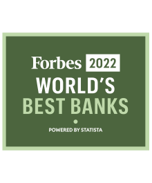 Forbes' world best bank 2022 award badge