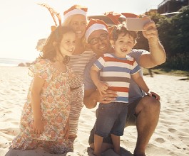 Christmas family on the beach