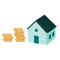Home and coins illustration