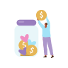 illustration of person putting coins in jar