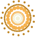 Dot painting formed of concentric radiating circles