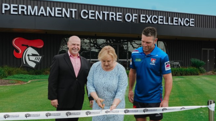 Newcastle Knights and Wests Group CEO Philip Gardner alongside Newcastle Permanent CEO Bernadette Inglis officially unveiled the signage and naming rights to the Newcastle Permanent Centre of Excellence - the home of the Newcastle Knights.