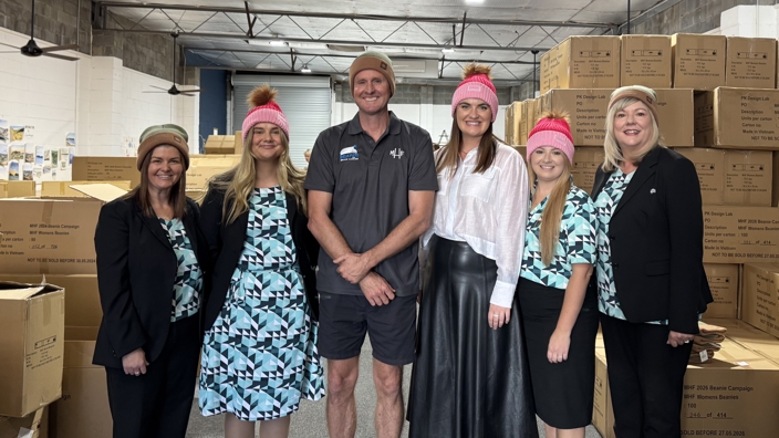 Newcastle Permanent employees with Mark Hughes and Kirrah McClelland