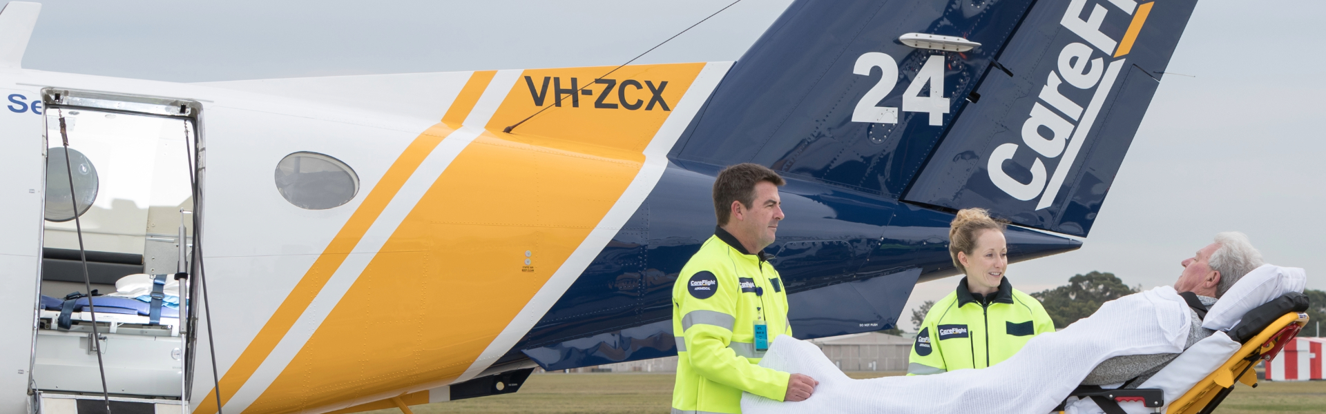 Careflight plane and staff