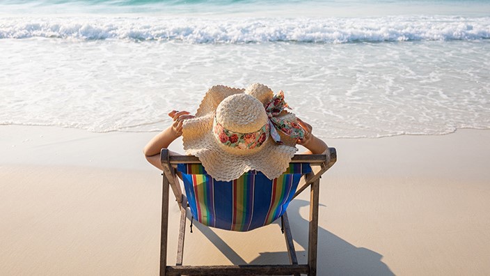Beach chair facing ocean